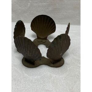Vintage Interpur Made in Taiwan ROC Metal Seashell Candlestick Holder‎